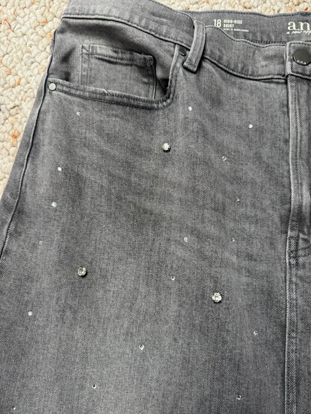 Ana High Rise Midi Skirt with Rhinestones - Picture 4 of 6